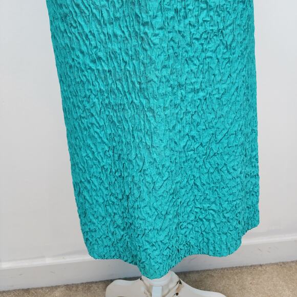 Vintage Y2K Slip Dress Size M 10 Blue Crinkle Textured V-neck Retro 2000s Chic - Picture 6 of 13